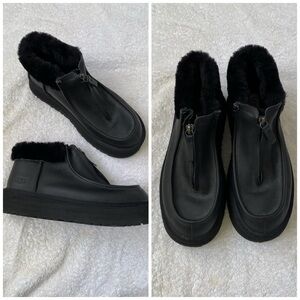 UGG Black Fur-Lined Zipper Shoes